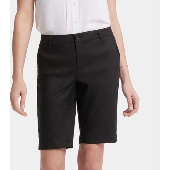 NYDJ Shorts Black Womens 10 Linen LiftXTuck Technology High-Rise Bermuda Casual - Picture 2 of 7